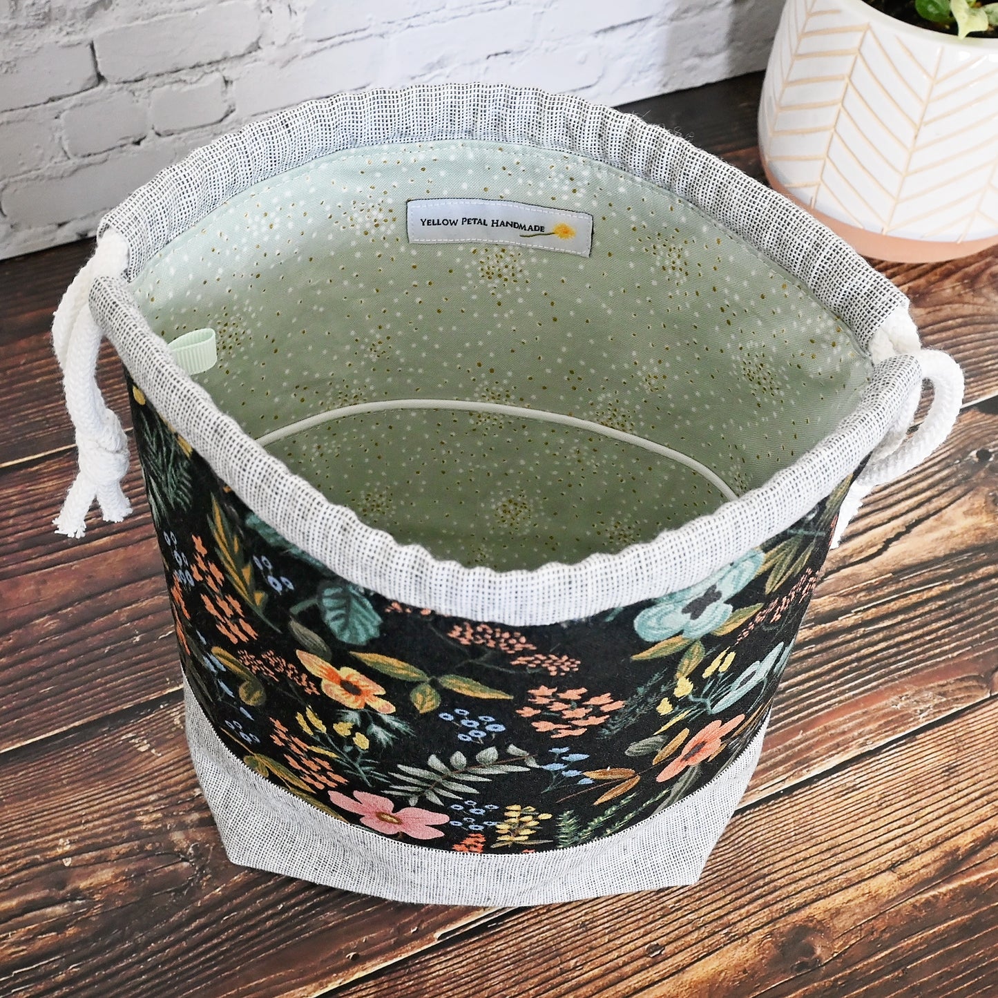 Small Drawstring Project Bag in RIfle Paper's Amalfi Canvas