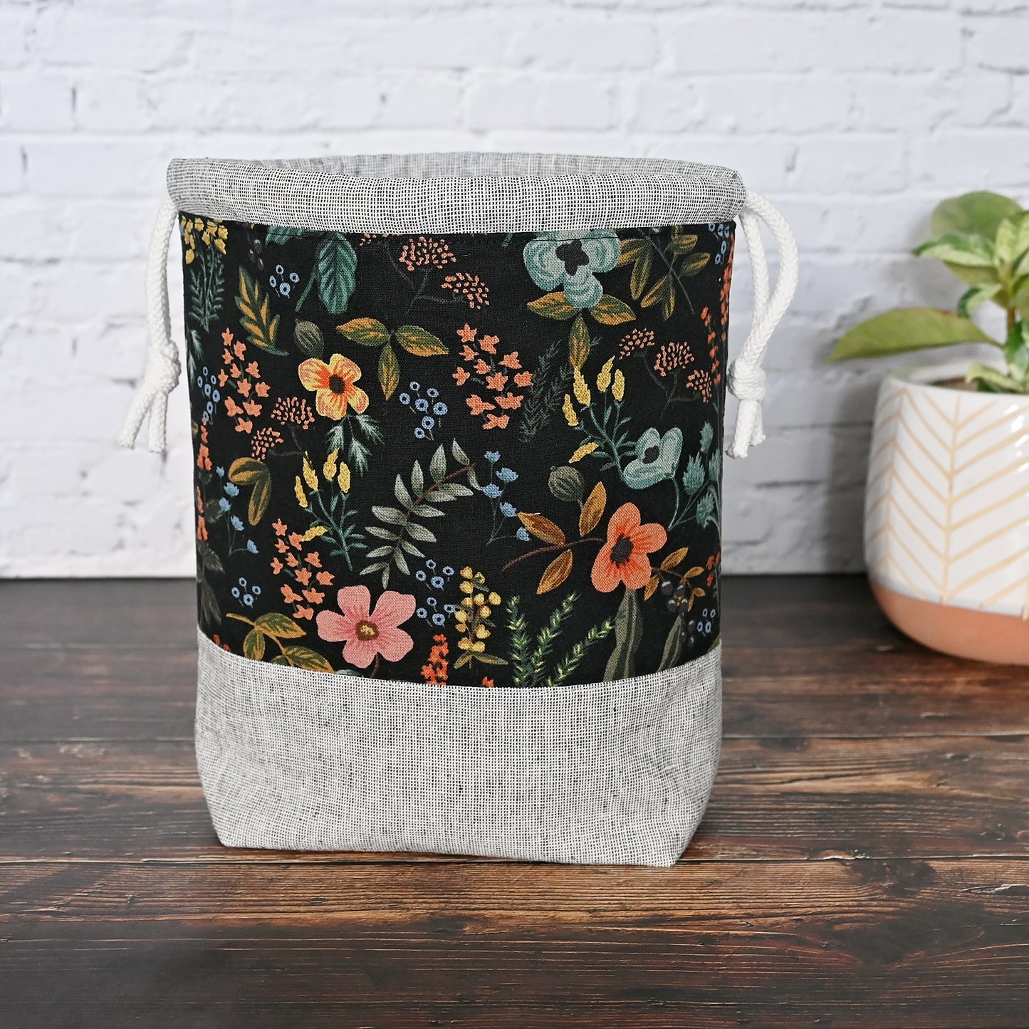 Small Drawstring Project Bag in RIfle Paper's Amalfi Canvas