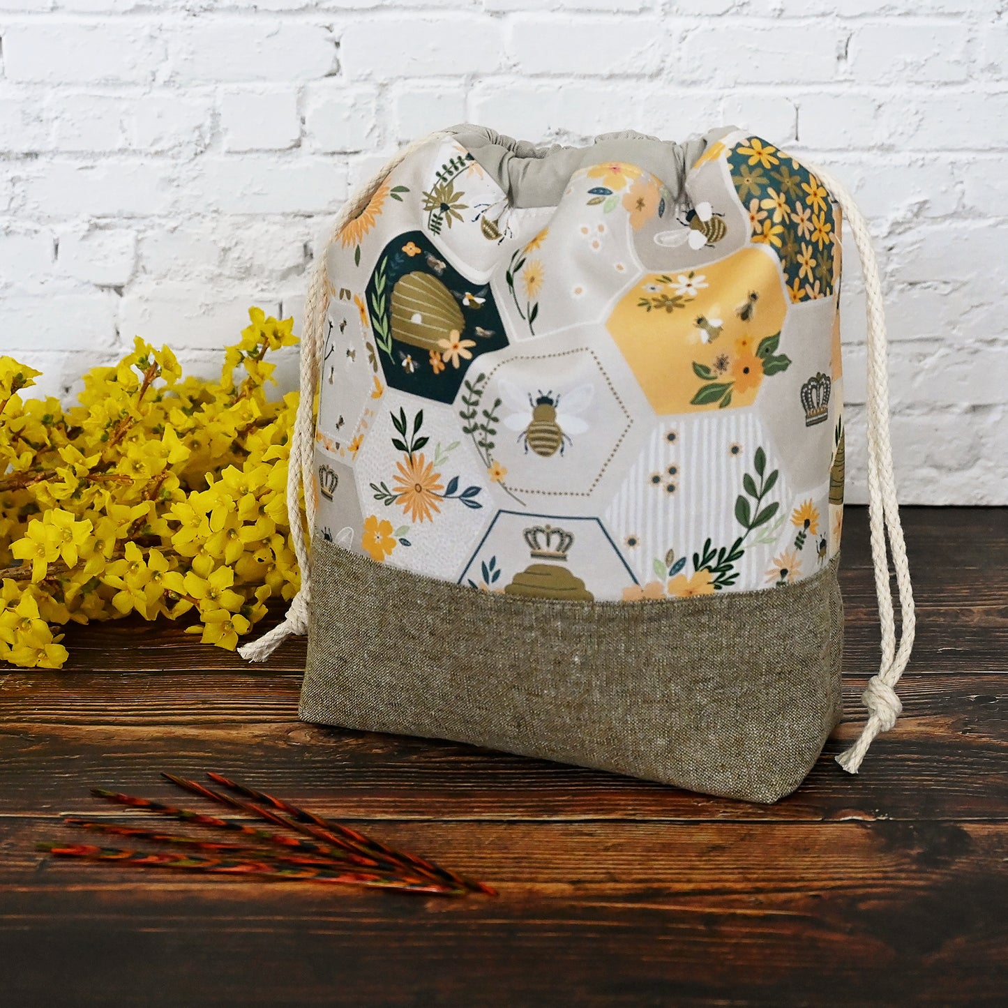 The Bee's Knees Drawstring Project Bag