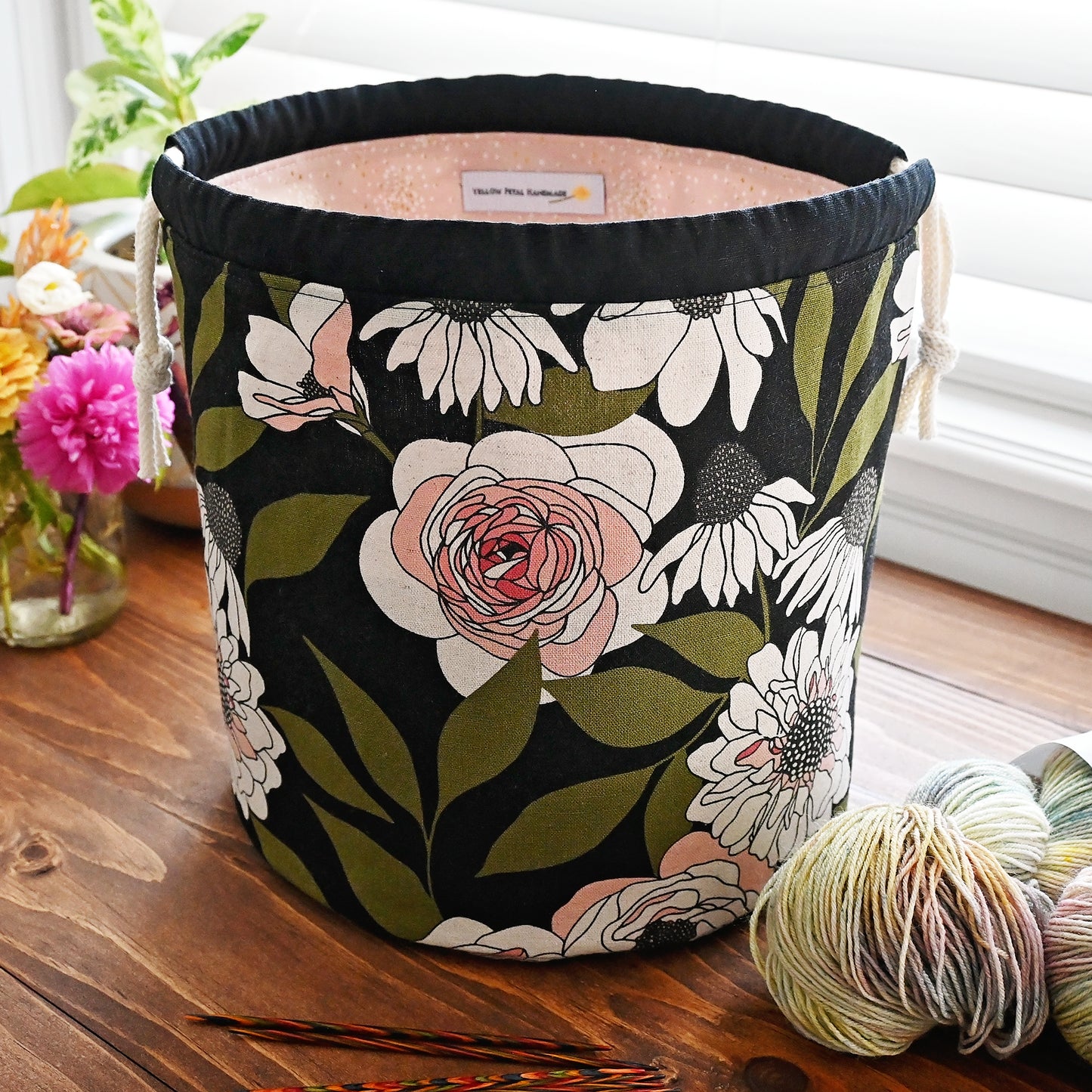Ink Rose Bucket Bag