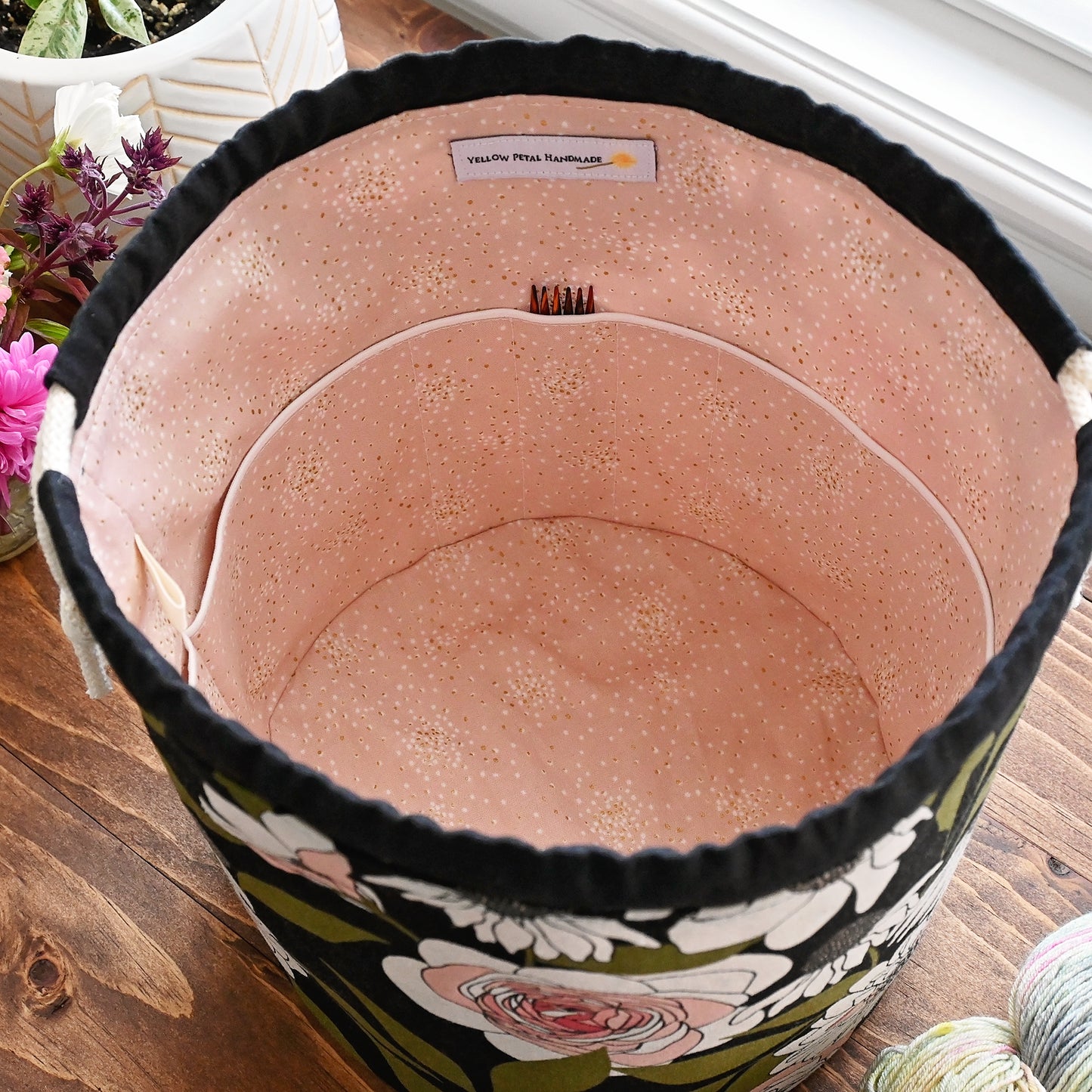Ink Rose Bucket Bag