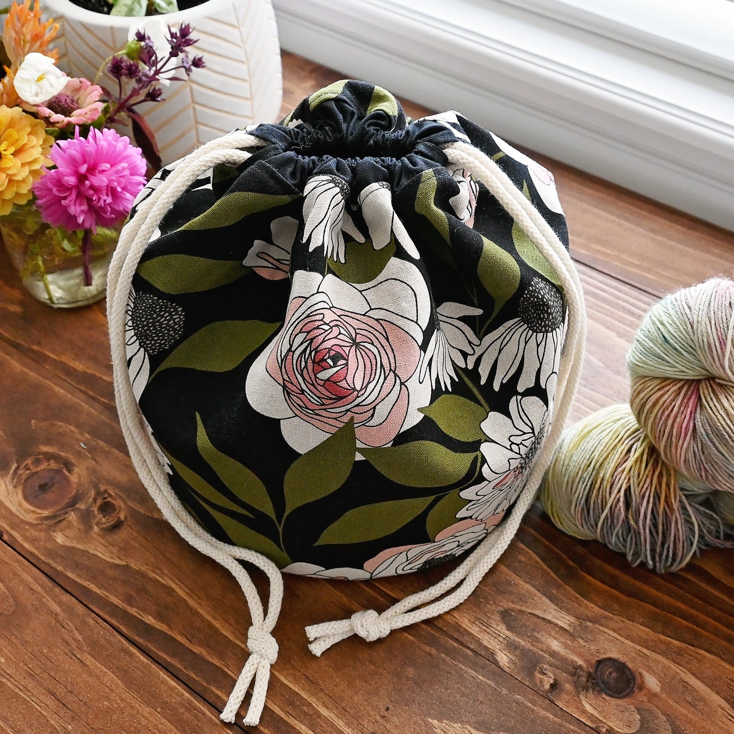 Ink Rose Bucket Bag
