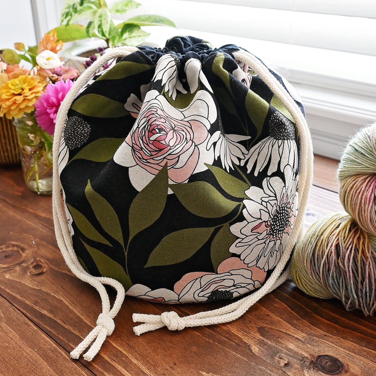 Ink Rose Bucket Bag