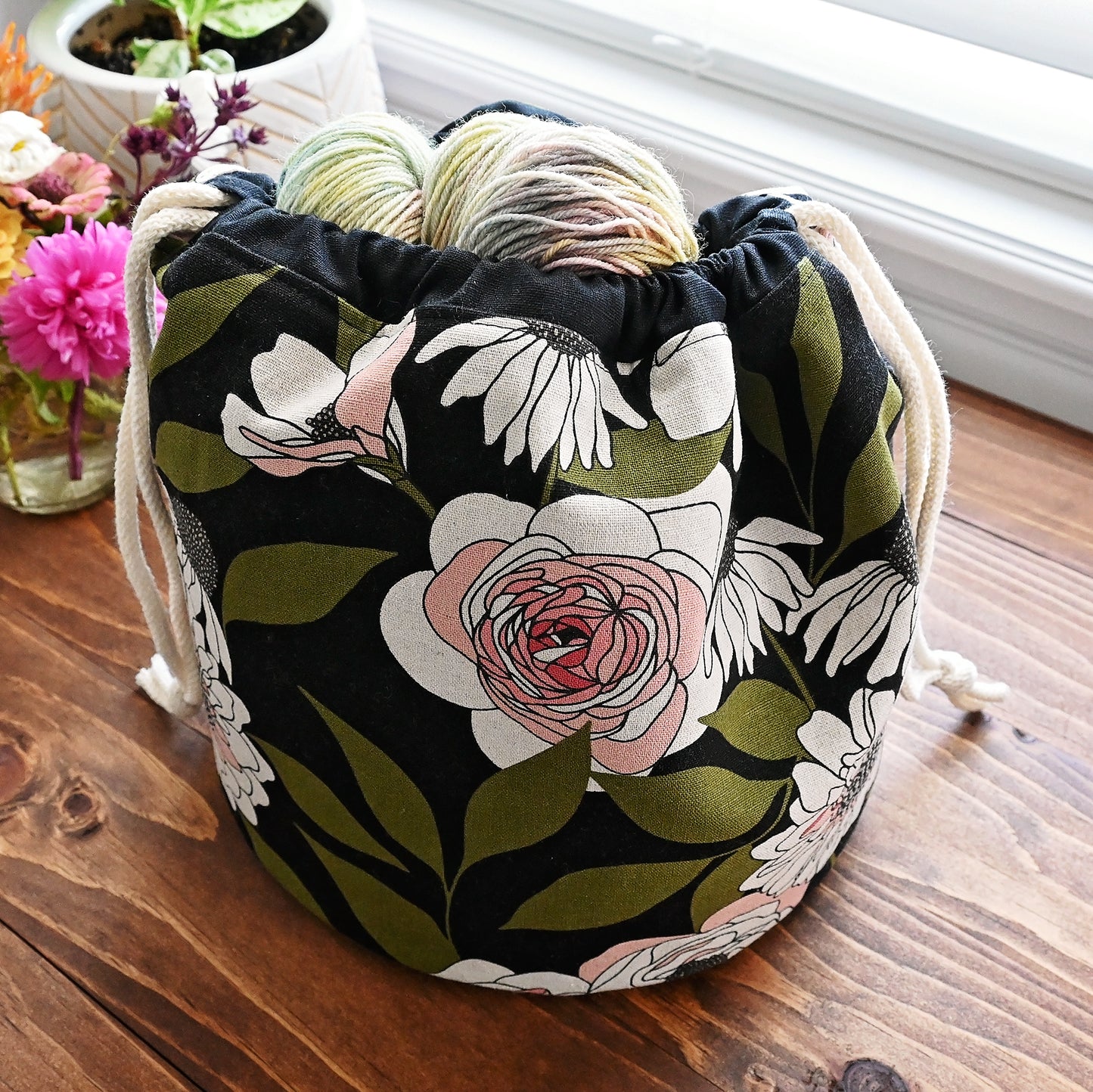 Ink Rose Bucket Bag