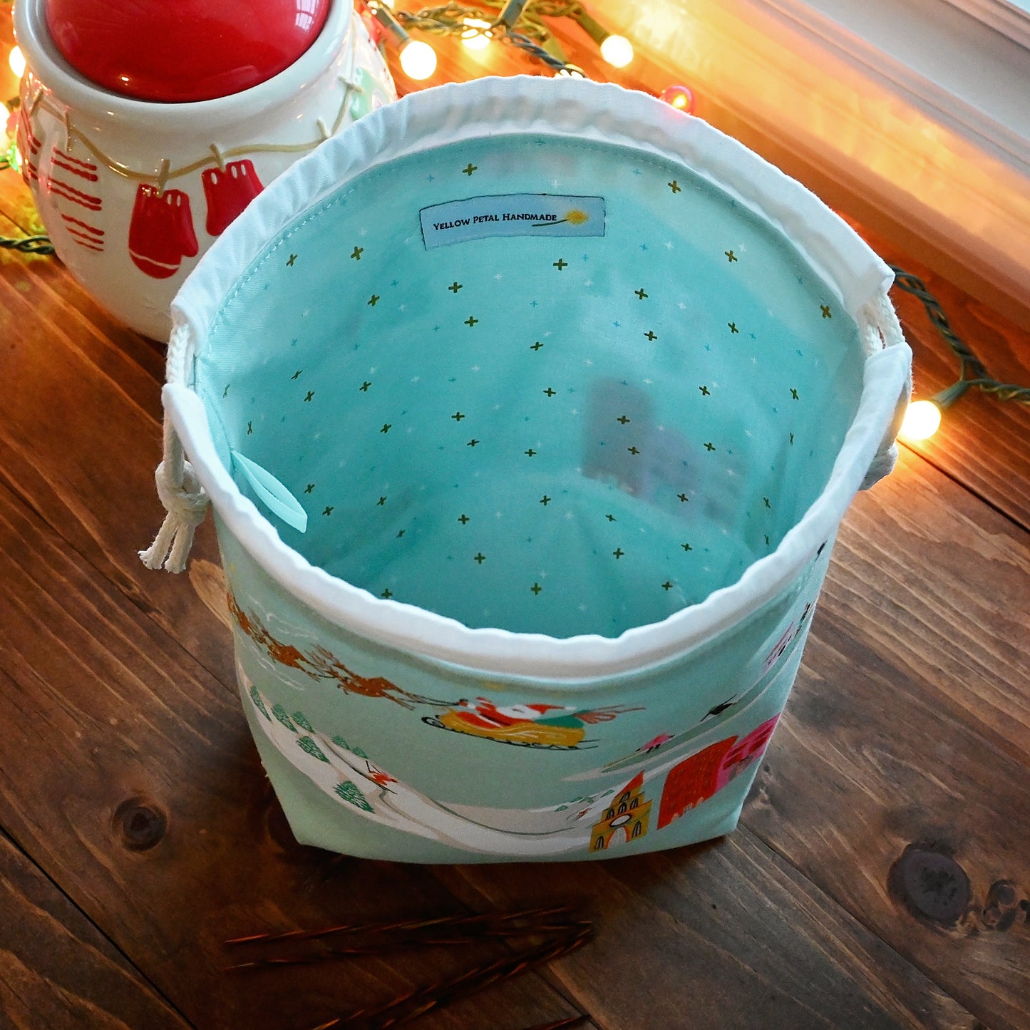 Candy Cane Lane Drawstring Project Bag