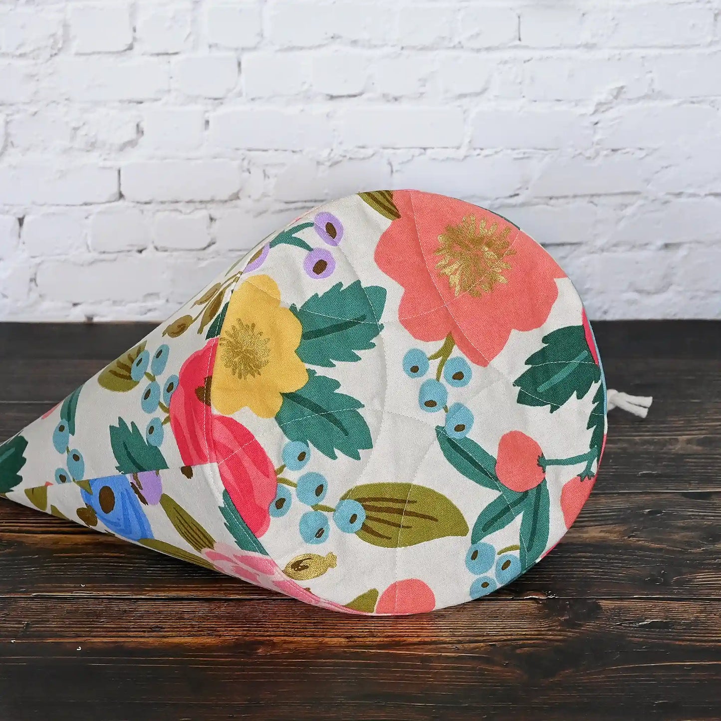 Canvas knitting project bag made from Rifle Paper Co's Antique Garden.  It has lots of pockets and is structured to stand alone.  Made in Canada by Yellow Petal Handmade.