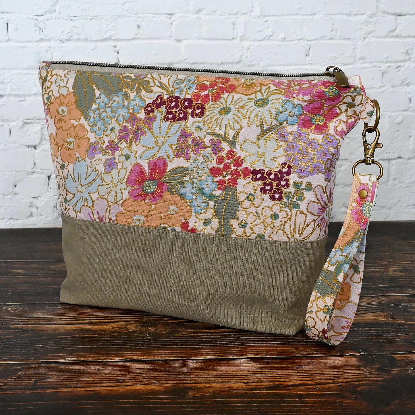 Zippered Project Bag in Rifle Paper Co's English Rose
