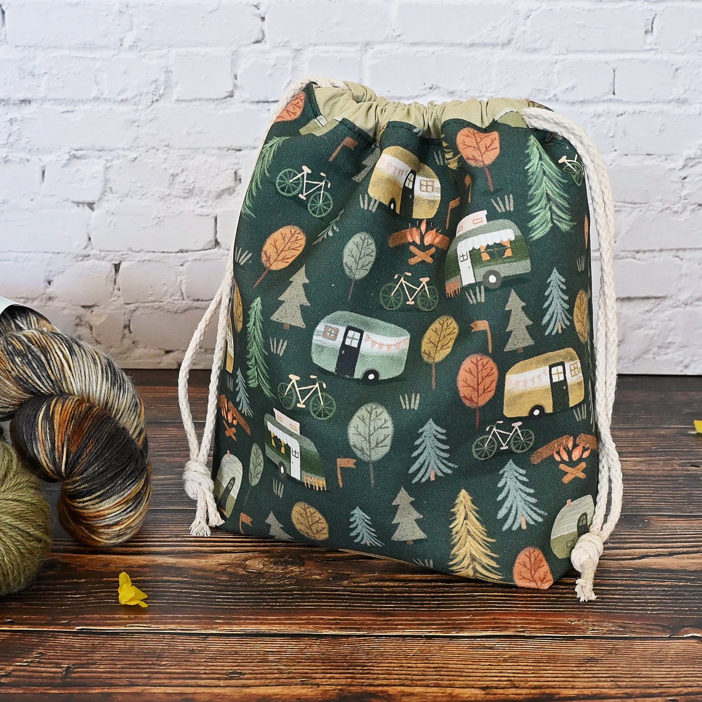Forest Caravan Drawstring Project Bag