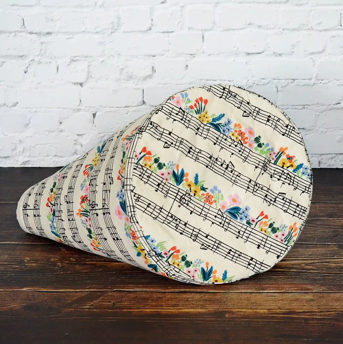 Music themed knitting project bag with drawstring. Made in Canada by Yellow Petal Handmade.