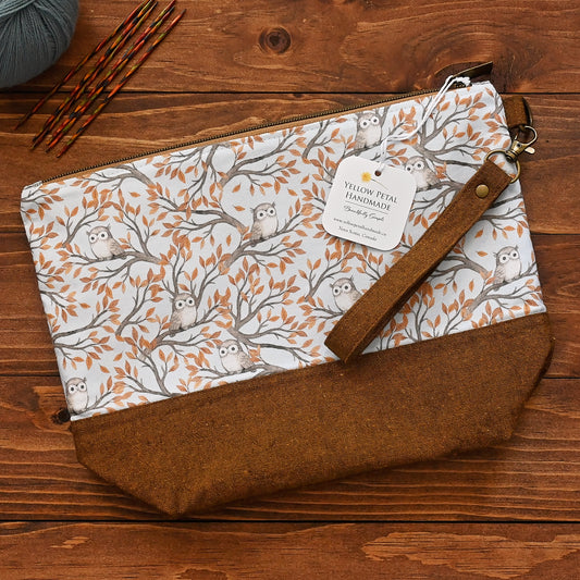 Zippered Project Bag with Adorable Owls