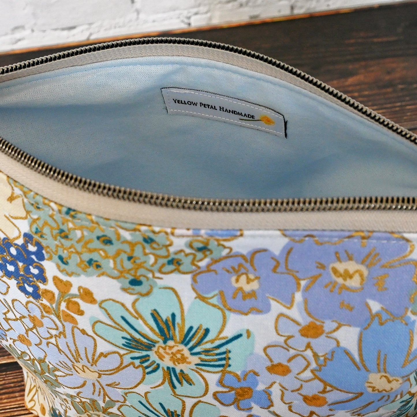 Pretty Canvas Zippered Sock Project Bag in Rifle Paper Co's English Rose