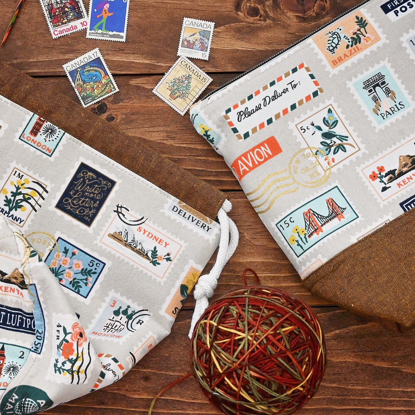 Fun Zippered Project Bag in Canvas