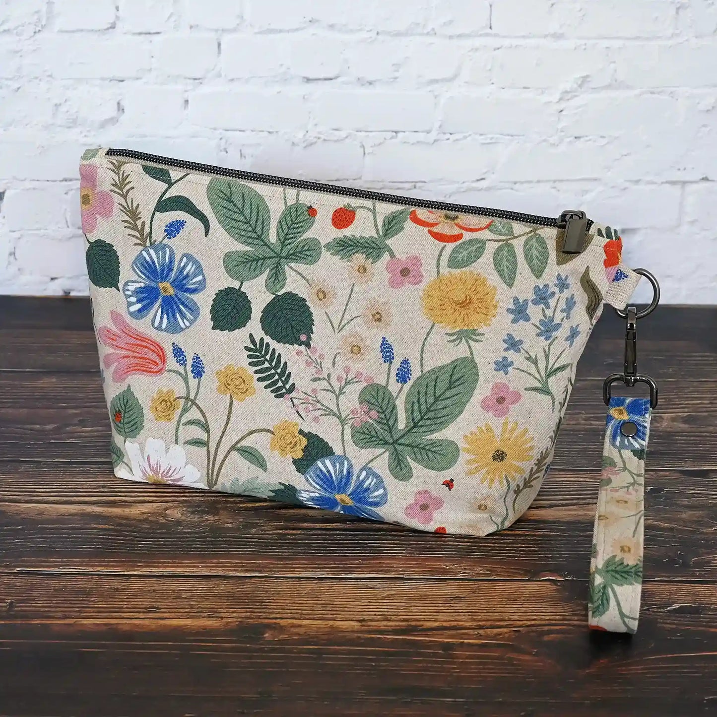 Natural Canvas Pouch in Strawberry Fields by Rifle Paper Co.