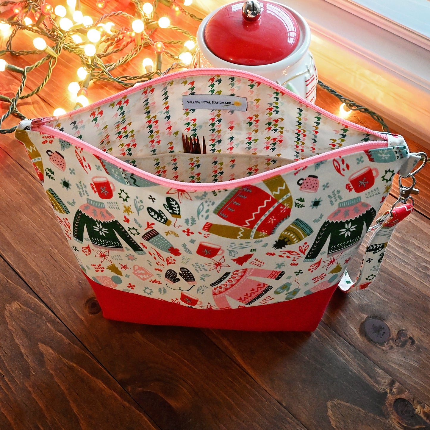 Warm Wishes Zippered Project Bag in Red