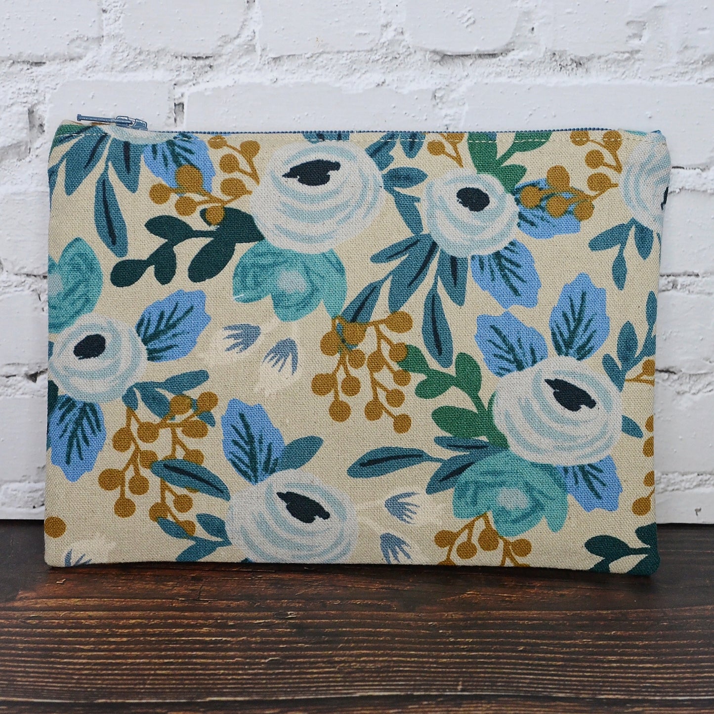 Unbleached Rifle Paper Co zippered pouch. Made in Nova Scotia.