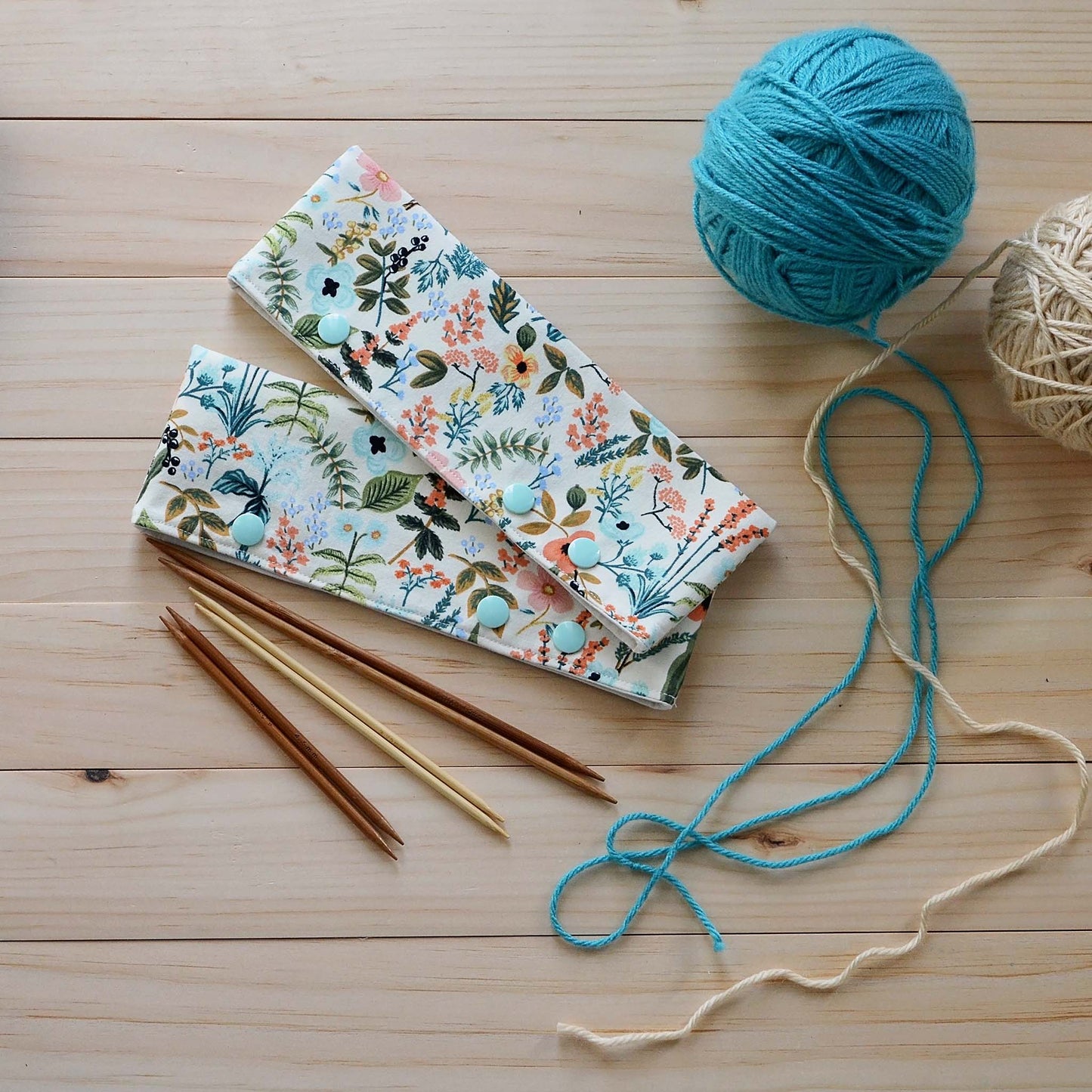 DPN work in progress holders with snaps. Made in a pretty Rifle Paper Co. Amalfi fabric.