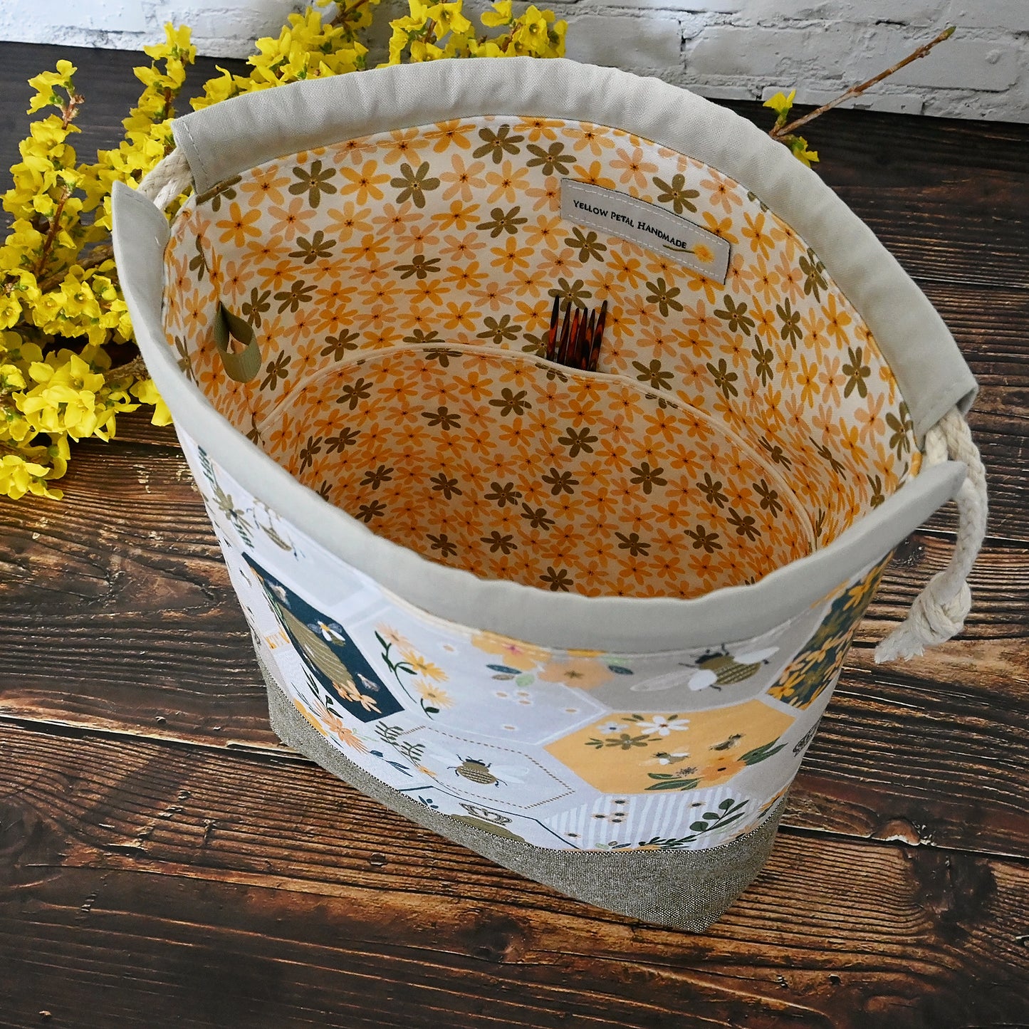 The Bee's Knees Drawstring Project Bag
