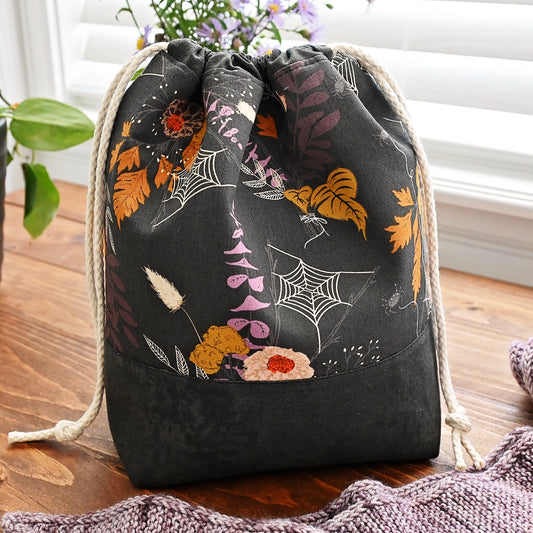 Midnight Webs Drawstring Project Bag