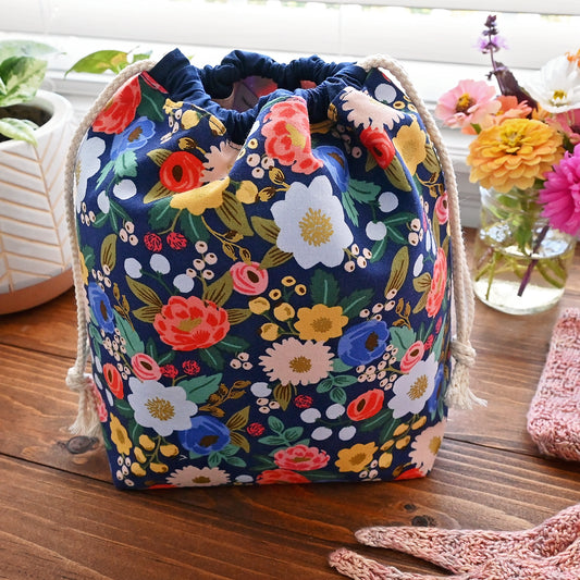 Vintage Garden Drawstring Project Bag