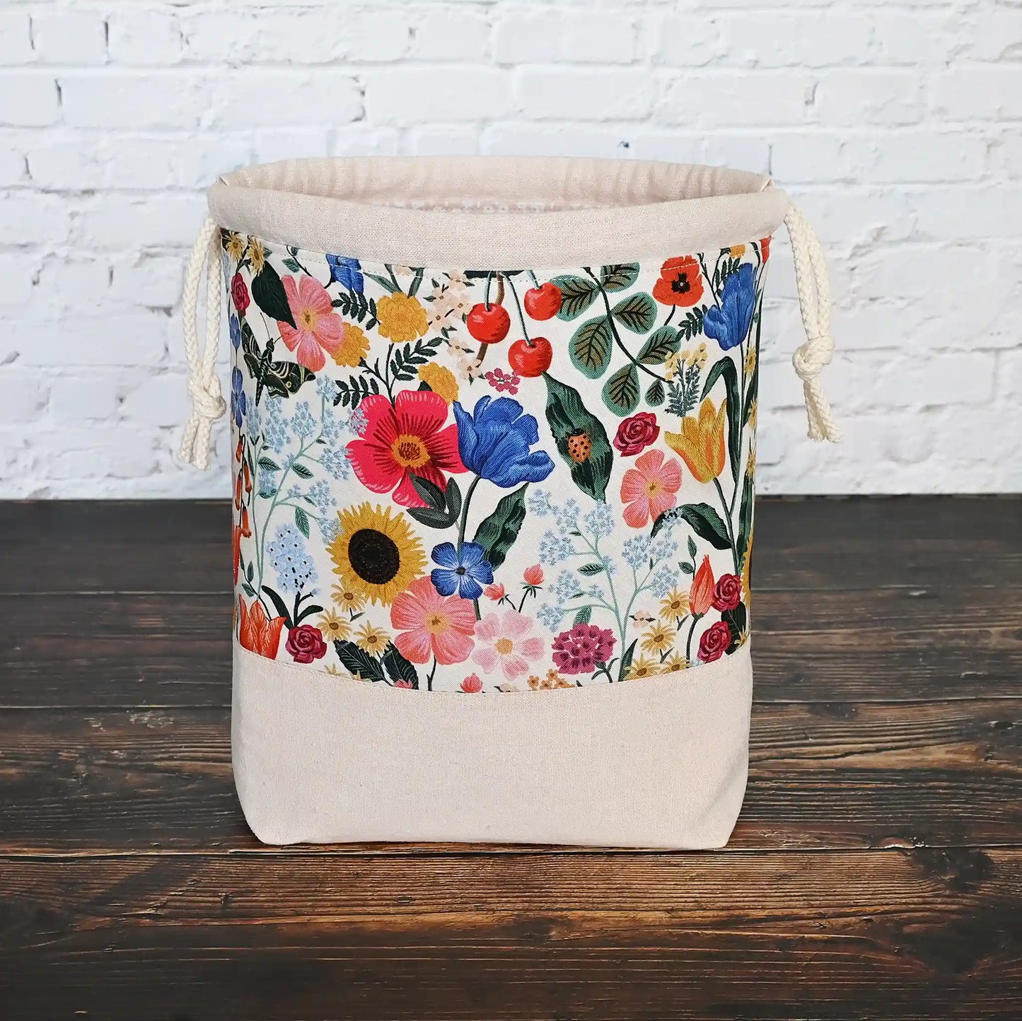 Pretty Blush Floral Cotton and Linen Project Bag in Curio by Rifle Paper Co