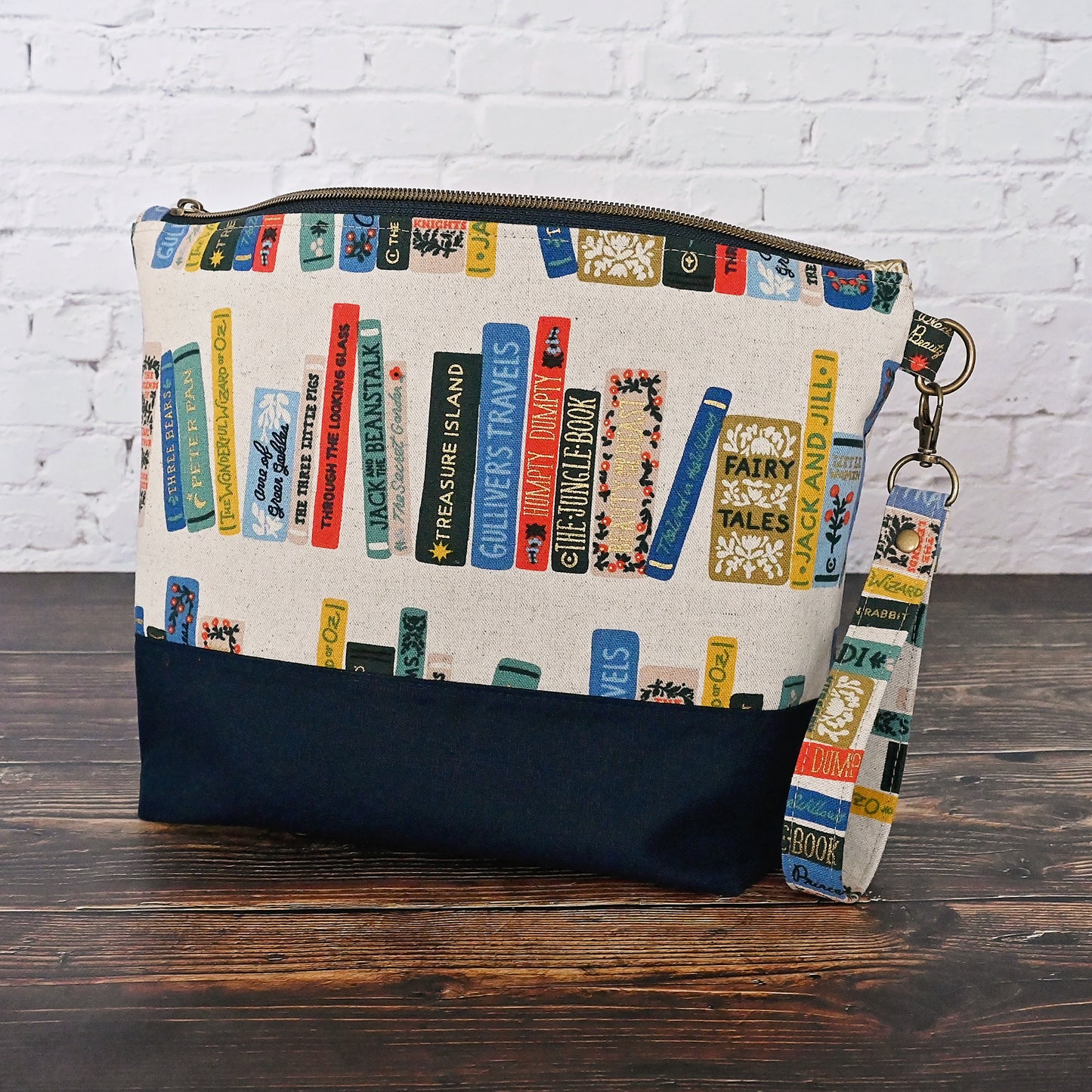 Zippered Project Bag in Rifle Paper Co's Book Club Canvas