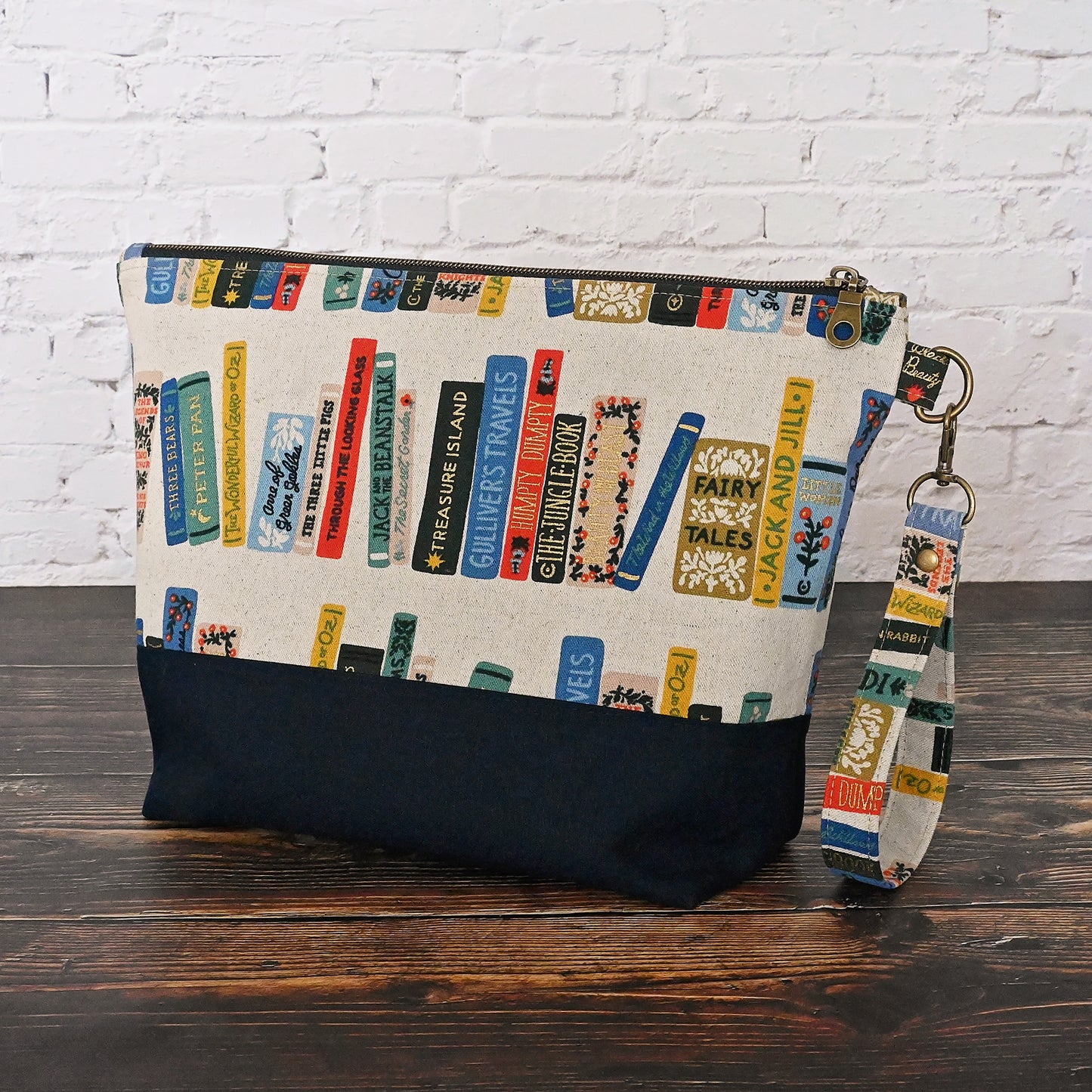 Zippered Project Bag in Rifle Paper Co's Book Club Canvas