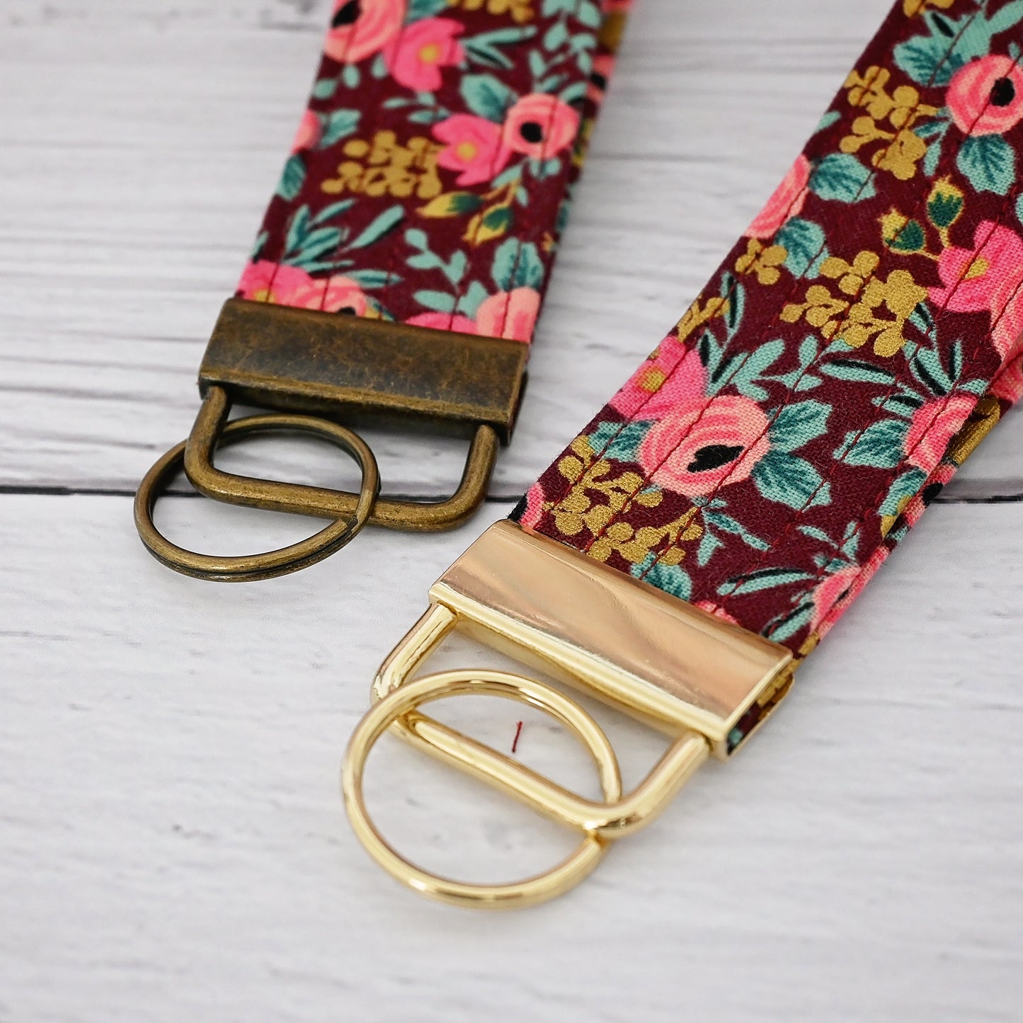 Burgundy Rosa Keychain Wristlets