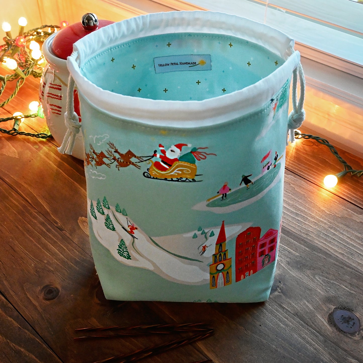 Candy Cane Lane Drawstring Project Bag