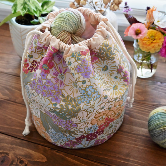 English Rose Canvas Bucket Bag