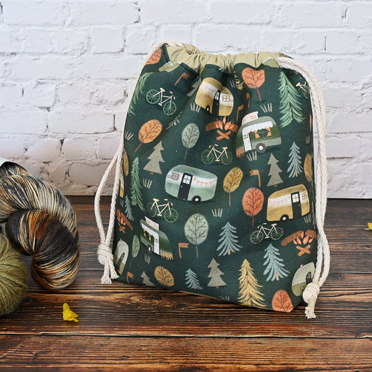 Forest Caravan Drawstring Project Bag