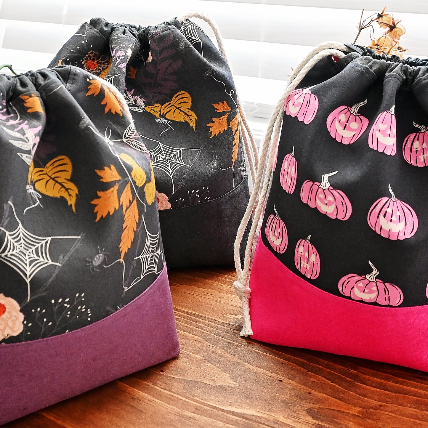 Spooky Webs Drawstring Project Bag
