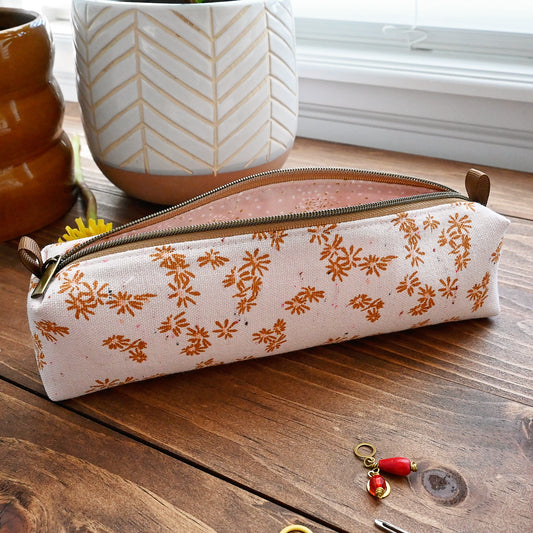 Pale Pink Floral Accessory Pouch