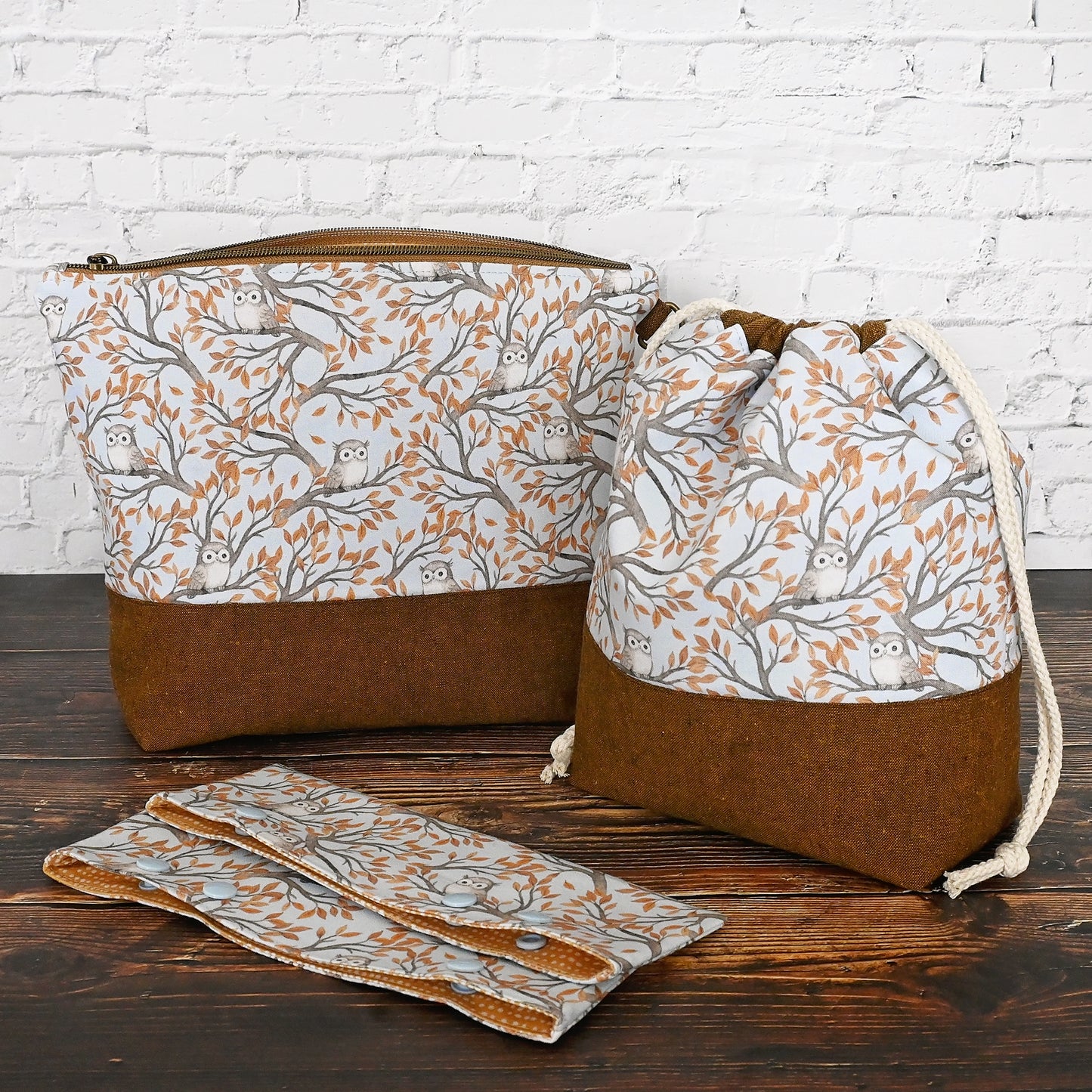 Zippered Project Bag with Adorable Owls