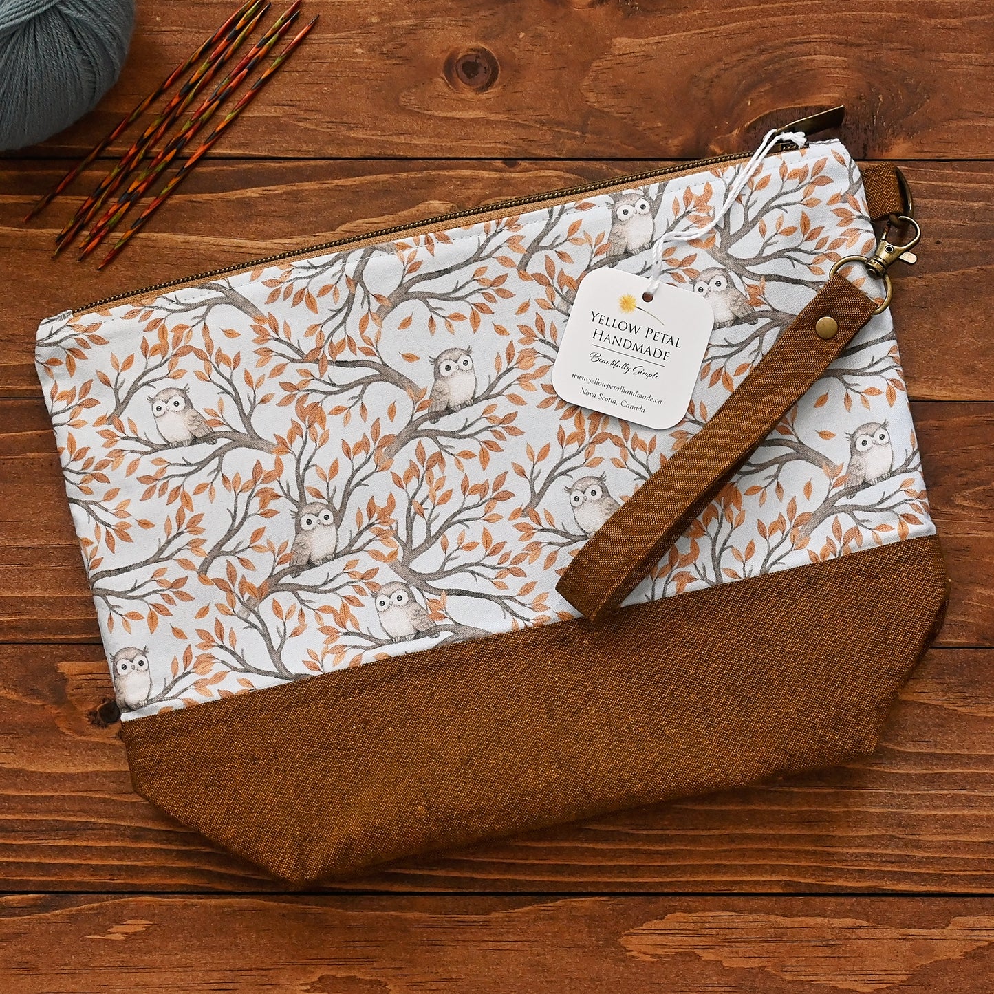Zippered Project Bag with Adorable Owls