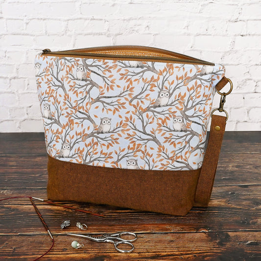 Zippered Project Bag with Adorable Owls