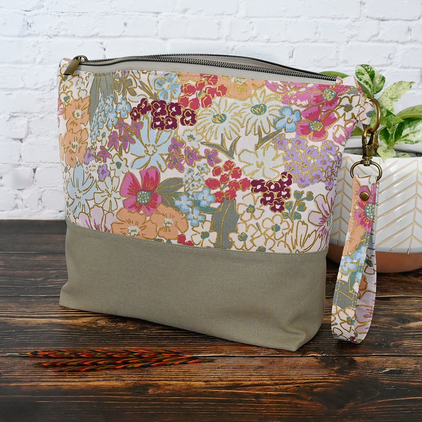 Zippered Project Bag in Rifle Paper Co's English Rose