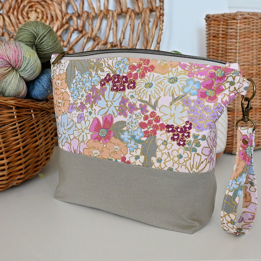 Zippered Project Bag in Rifle Paper Co's English Rose