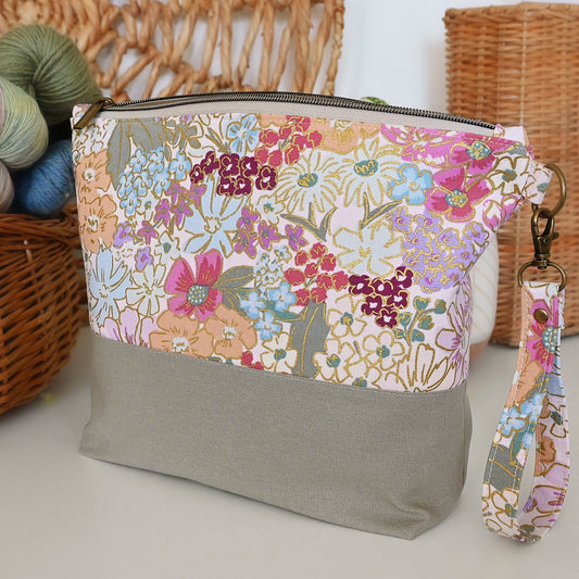Zippered Project Bag in Rifle Paper Co's English Rose