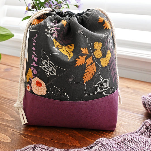 Spooky Webs Drawstring Project Bag