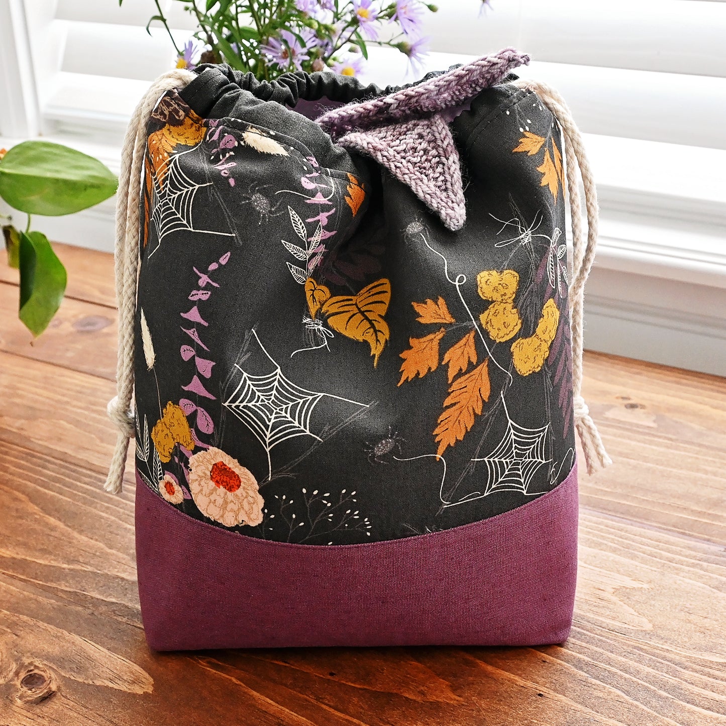 Spooky Webs Drawstring Project Bag