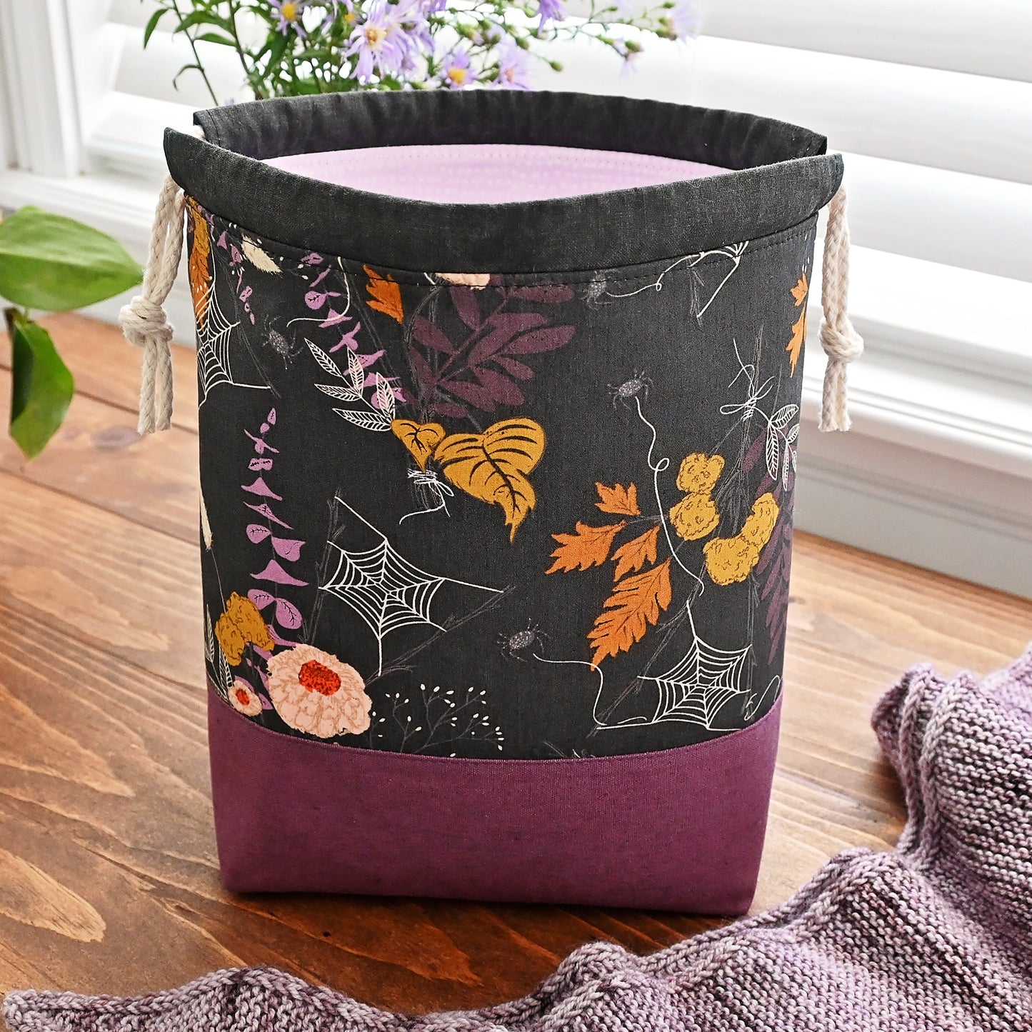 Spooky Webs Drawstring Project Bag