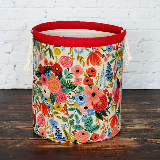 Gorgeous project bag in Garden Party Canvas by Rifle Paper Co.  Made in Canada by Yellow Petal Handmade.