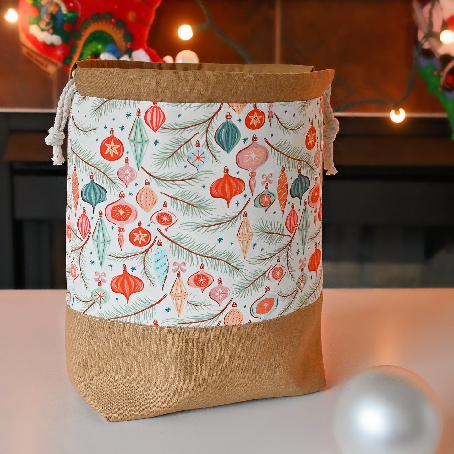 Tinsel and Twirl Drawstring Project Bag