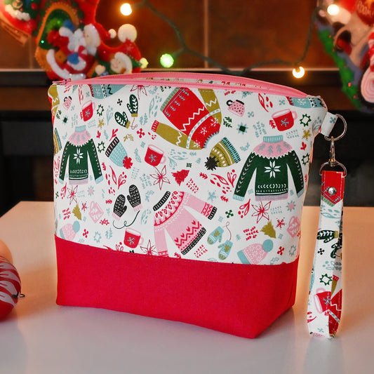 Warm Wishes Zippered Project Bag in Red