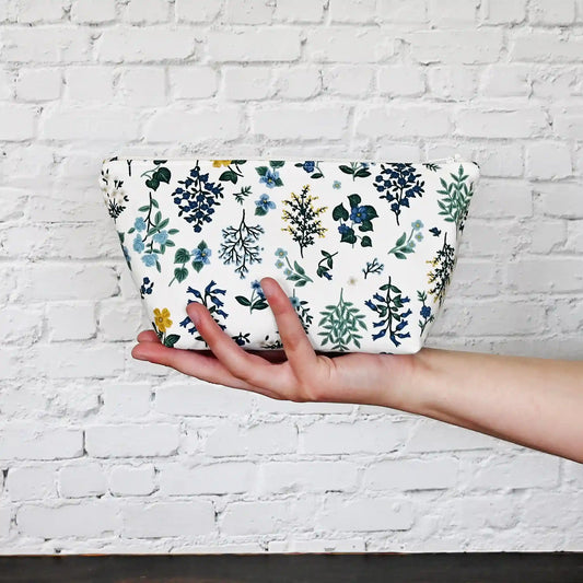 Pretty White Floral Accessory Pouch