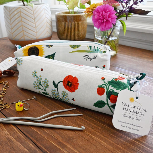 White Floral Accessory Pouches
