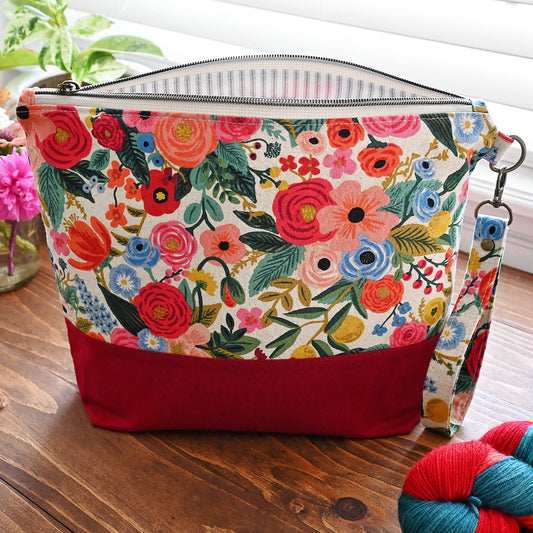 Garden Party Canvas and Linen Project Bag