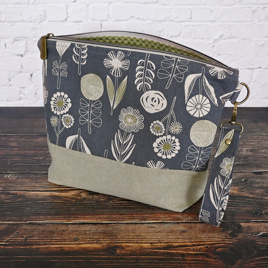 Canvas Zippered Project Bag in a Pretty Yarn Ball Canvas