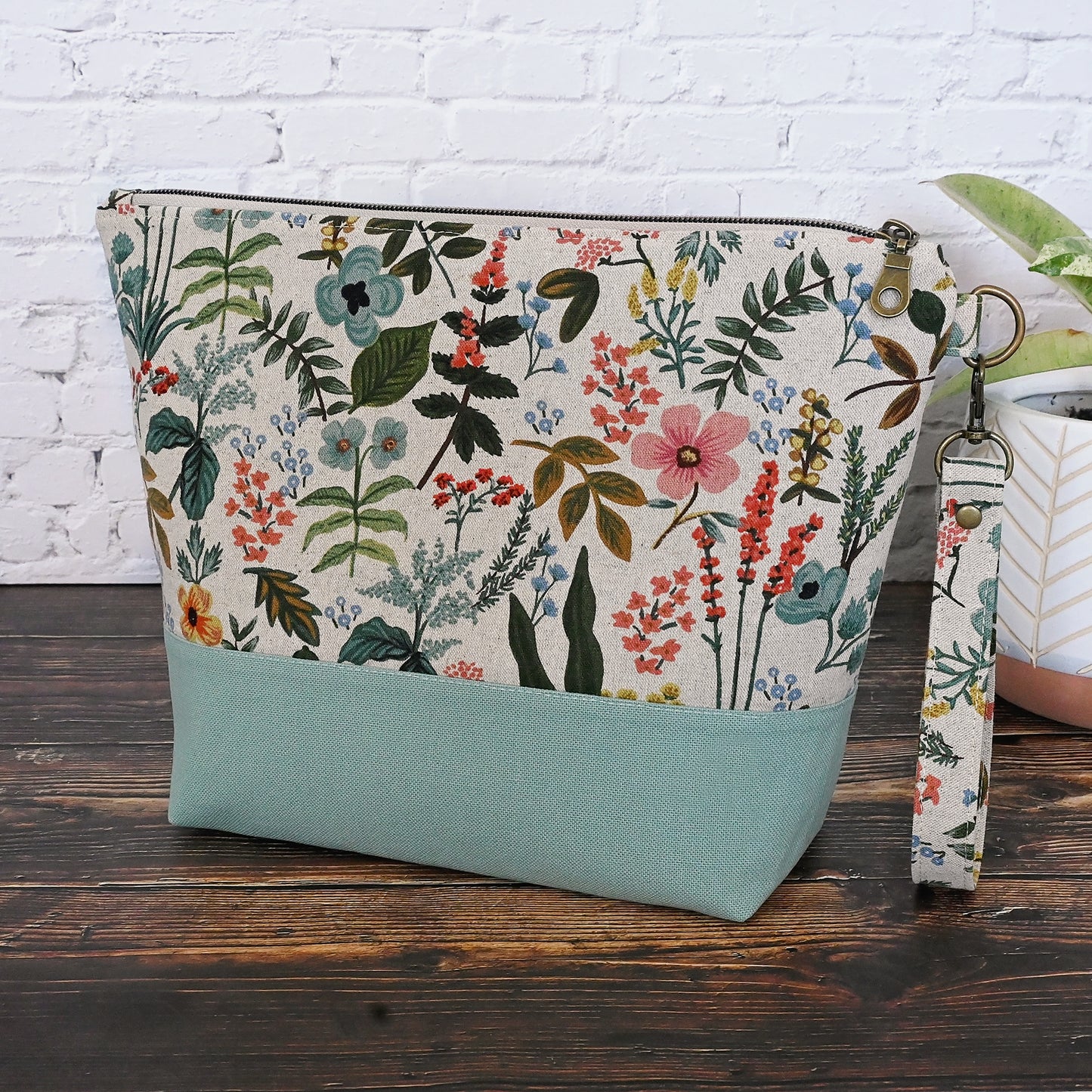 Zippered Project Bag in Rifle Paper Co's Amalfi Canvas