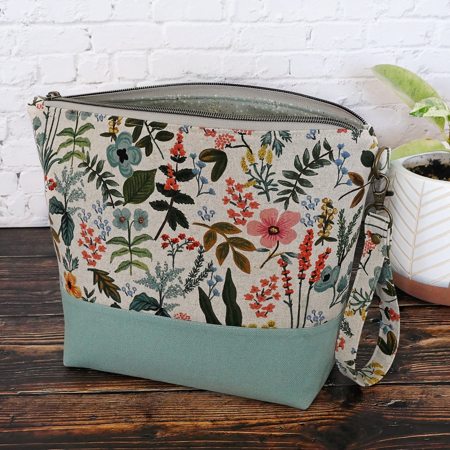 Zippered Project Bag in Rifle Paper Co's Amalfi Canvas